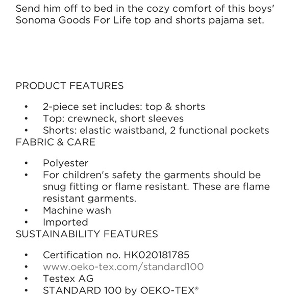 🛑SOLD🛑 SONOMA Boys Pajamas Set XS 5-6 - Picture 8 of 9